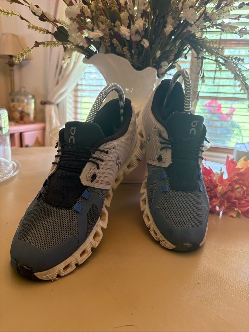 On Cloud Women's Running Sneakers in Blue and Gray